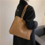 ZR415 High Capacity Women's Bag 2023 New Trendy Car Stitching Casual Tote Bag Minimalist PU One Shoulder Portable Shopping Bag