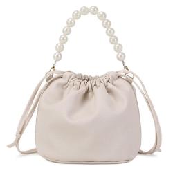 2024 Pearl Handheld Cloud Bag Versatile Lady's Crossbody Fresh Water Bucket Bag Fashionable Women's Shoulder Bag Handmade