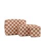 Fashion Customize Printing Travel Makeup Bag Nylon Embroidery Organizer Checked Pouch Women Cosmetic Bags & Cases