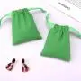 Custom Logo Printed Small Green Cotton Linen Drawstring Key Jewelry Storage Bag Organic Muslin Linen Gift Packing Pouch