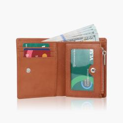 Slim Wallet Men Leather Short Wallet  Card Holder RFID Bifold Wallet With Coin Purse