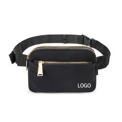 custom water proof metal zipper fanny pack black waist belt pouch pocket nylon Large 2L athletica everywhere belt bag