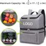 Wholesale Custom Lightweight Double Deck Lunch Backpack Outdoor Picnic Beach Wine Bottles Soft Reauable Cooler Tote Bag