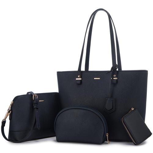 LOVEVOOK 2022 factory wholesale 4pcs ladies handbag sets elegent crossbody bag with wallet card holder women purses and handbags