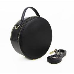 New Fashion Double Zip-around Smooth Leather Round Circle Bags High Quality Luxury Purser Small Round Bag Ladies Crossbody Bag