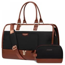 LOVEVOOK 2Pcs Weekender Bags With Shoe Compartment & Wet Pocket Air Approved Overnight Carry-on Bags Gym Tote Travelling bag