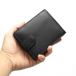 ZF206 Fashion Casual Short Wallet Vertical Head Layer Oil Wax Cowhide Men Leather Money Clip RFID Anti-theft Brush