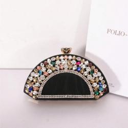 New fan-shaped diamond clip fashion party women's evening bag