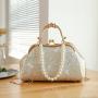 Pearl Chain Designer Women Handbags Lock Button Handbag Manufacturer Customize Lace High Quality Ladies Designer Shoulder Bags