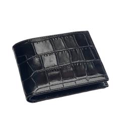 Custom Logo Crocodile Genuine Leather Slim Credit Card Holder RFID Men Bifold Wallet