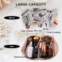 Anti-dust Luxury Handbag PU Leather Portable Makeup Box Bag Customize Label Clear With Strap For Women 2024 Ladies Cosmetic Bag