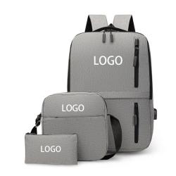 Custom 3-Piece Travel Laptop Backpack Set Durable Water-Resistant Business Computer Bag With Shoulder Bag & Pencil Case