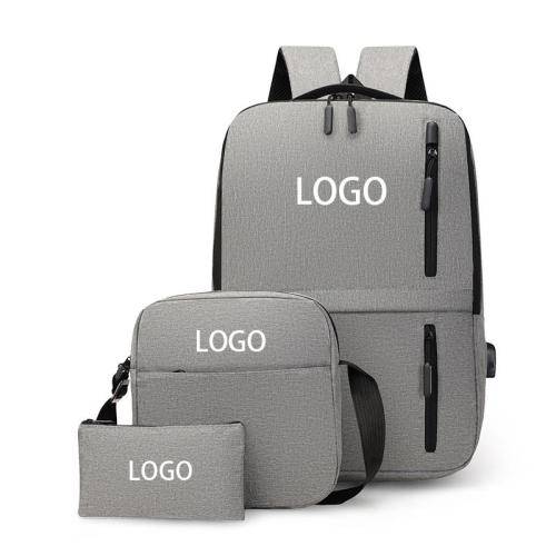 Custom 3-Piece Travel Laptop Backpack Set Durable Water-Resistant Business Computer Bag With Shoulder Bag & Pencil Case