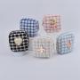 Keymay RTS Personalized Chenille Patches Cute Girls Tweed Plaid Checkered Zip Makeup Bag Toiletry Travel Bag Small Cosmetic Bag