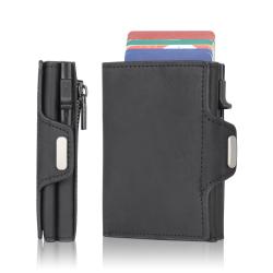 Wholesale Rfid Aluminum Card Holder Wallet Leather Aluminum Card Holder Metal Wallet