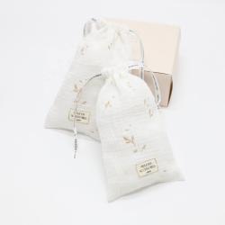 Custom Embroidery Printed Pouch Gift Master Maternity Cloth Pouch Gauze Cotton Birth Gift Soft Muslin Cotton Bag
