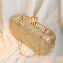 Glitter Diamond Finger Ring Full Rhinestone Purses Golden Clutch Bag for Wedding Party Evening Bags