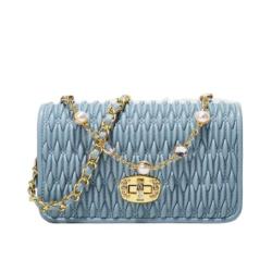 Hot Sale Luxury Crystal Chain Flap Crossbody Bag for Women Single Strap Zipper and Button Closure PU Lining Fashion Trends