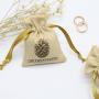 Screen Printing Natural Jute Linen Lipstick Jewelry Pouch Small Burlap Wedding Gift Drawstring Bag