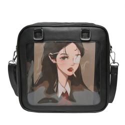 Kawaii Lolita JK Uniform Shoulder Bag Crossbody Bag ita Bag With Heart Shaped Clear Window