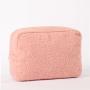 Keymay Stock No MOQ Soft pink plush purse Sherpa Makeup bag Teddy Pouch Personalized Gift Cosmetic Bag Fur