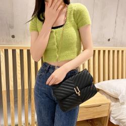 New Wave Shaped Embroidered Small Shoulder Bag Handbag Simple Fashion PU Leather Ladies Crossbody Bag