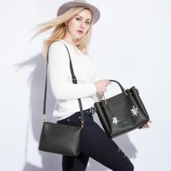 LOVEVOOK Women Handbags Female Shoulder Crossbody Bag with Embroidery High Quality Messenger Bags Ladies Purse 2 Bag Set