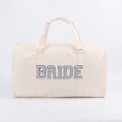 Keymay Hot Sale Personalized Letter Patch Bridesmaid Gift Nylon Waterproof Duffle Bag Weekend Bag Honeymoon Travel Duffel Bag