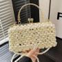 Summer popular hollow out plastics pearl bag ladies handbag chain shoulder crossbody bag for girls