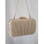 New Arrival Pearl Chain Satin Wrinkle Clutch Bag Handbag Party Bride Wedding Purse Apricot Pleated Evening Bags For Women evening bag 2024