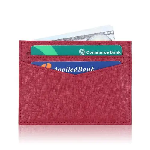 Customize Credit Card Holder Wallet RFID Blocking Leather Ultra Slim Wallet Thin Minimalist Card Case Protector Front Pocket