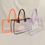 Keymay New Products U shape Women Transparent Beach Bag Custom Clear Stadium Tote Bag PVC Grocery Plastic Shopping Bag
