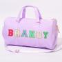 Large Capacity Duffel Sports Bag Custom Logo Women Purple Sport Crossbody Duffle Chenille Patch Gym Bag