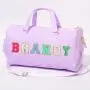 Large Capacity Duffel Sports Bag Custom Logo Women Purple Sport Crossbody Duffle Chenille Patch Gym Bag