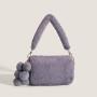 Fresh Sweet Fluffy Handbag 2024 New Women'S Bag Simple Cute Fluffy Solid Color Small Square Bag Shoulder Bag