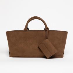 Customize Luxury Stylish Large Capacity Suede Womens Tote Bags With Pouch Fashion Vegan Leather Custom Logo Womens Handbags