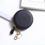 2024 Custom Jacquard Genuine Leather Mini Coin Purse For Women Round Pouch Bag
