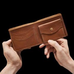 Genuine leather coin wallet RFID men wallet for gift with logo added