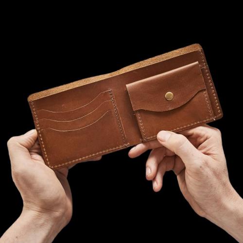 Genuine leather coin wallet RFID men wallet for gift with logo added