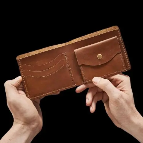 Genuine leather coin wallet RFID men wallet for gift with logo added