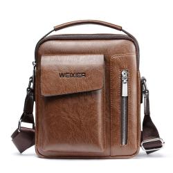 WTB064 Casual Vintage PU Leather Shoulder Bag Small Messenger Bag for Men Lifestyle Crossbody Bag for Travel Work Business