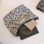 Gelory Multifunctional Retro Bowknot Jacquard Floral Cosmetic Bag Large Capacity Makeup Pouch Beauty Storage Clutch Bag