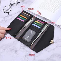 2024 New Plain Heart Wallet Women's Long Multi Card Buckle Mobile Phone Women's Wallet Women's Long Purse