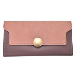 HR546 Women's Long Buckle Wallet Fashion Girl PU Fashion Wallet Horizontal Square ID Card Holder Contrasting colors Coin Purse