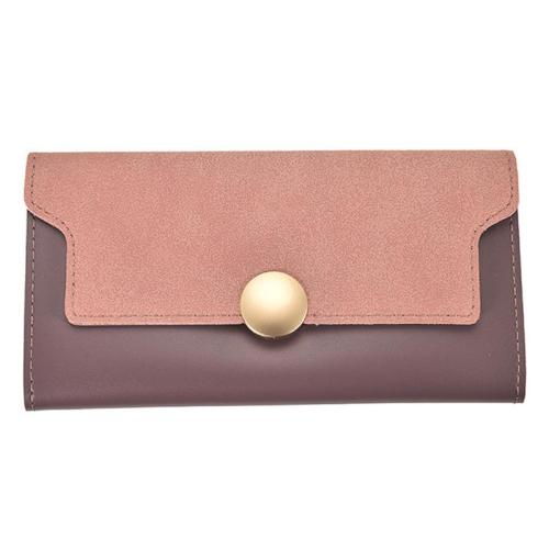 HR546 Women's Long Buckle Wallet Fashion Girl PU Fashion Wallet Horizontal Square ID Card Holder Contrasting colors Coin Purse