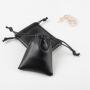 Hot Sale Emboss Logo Phone Charger Leather Waterproof Drawstring Storage Bag Mini Black Leather Gift Pouch