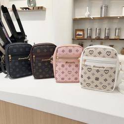 Printed mobile phone bag for women 2024 ladies shoulder bag new small square bag pu leather printing sac pour femme