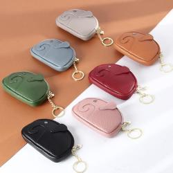 Carteras De Mujer Porte Monnaie Femme En Cuir Cute Kawaii Mini Elephant Design Real Leather Keychain Coin Purse Wallet Girls
