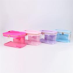 Keymay RTS Fast Shipping 8 Multi Color Waterproof Clear Cosmetic Travel Bag Luxury Makeup Bag Large Pvc Cosmetic Bag with Handle