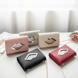 2024 New Women's Small Mobile Phone Bags Casual Square Bags Single Shoulder Crossbody Bag Red Lips Chain